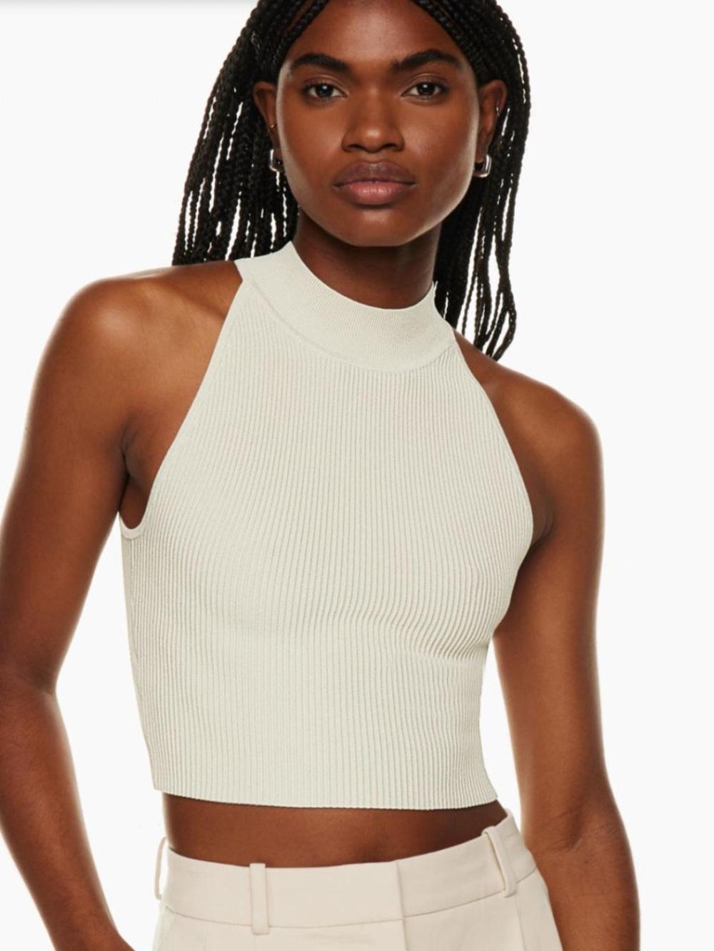 Aritzia Babaton Sculpt Knit Mockneck Halter Top